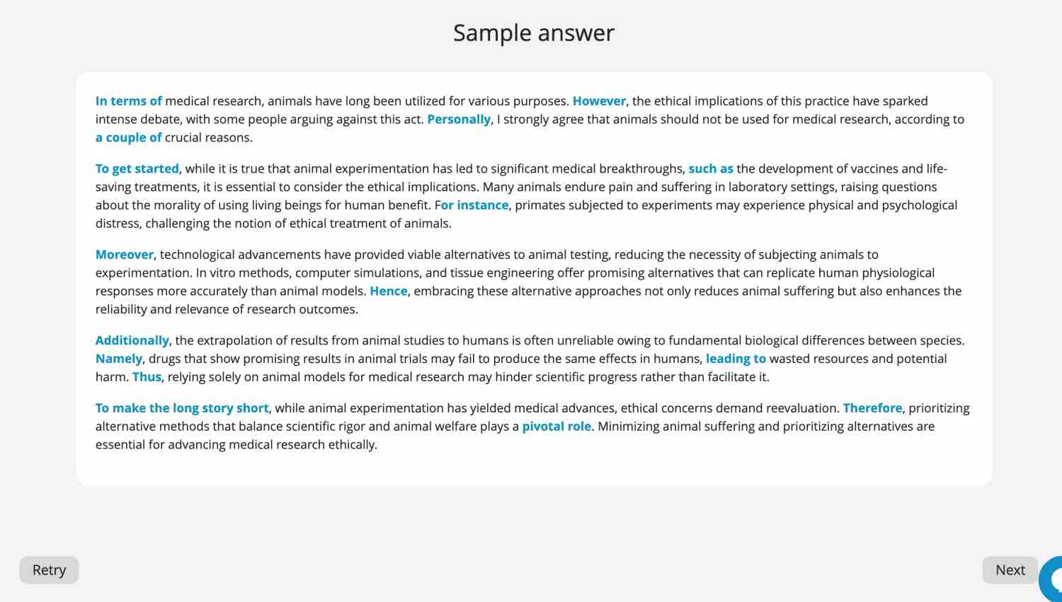 Write Essay Sample answer, PTE Academic, PTE Practice Platform, PTE Preparation Guide, Pearson Test of English