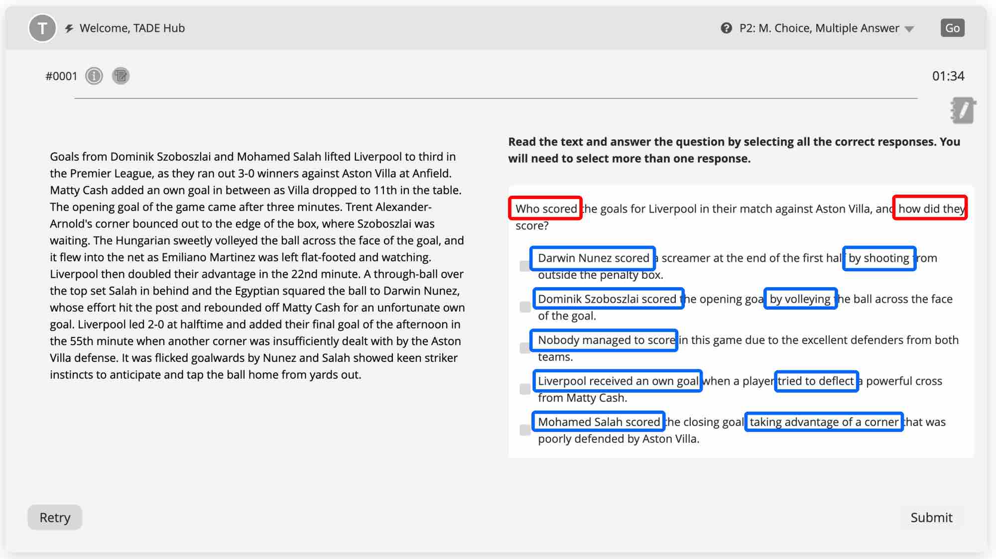 Find key words in options, Pearson Test of English, PTE Academic, PTE Core, PTE Preparation Guide