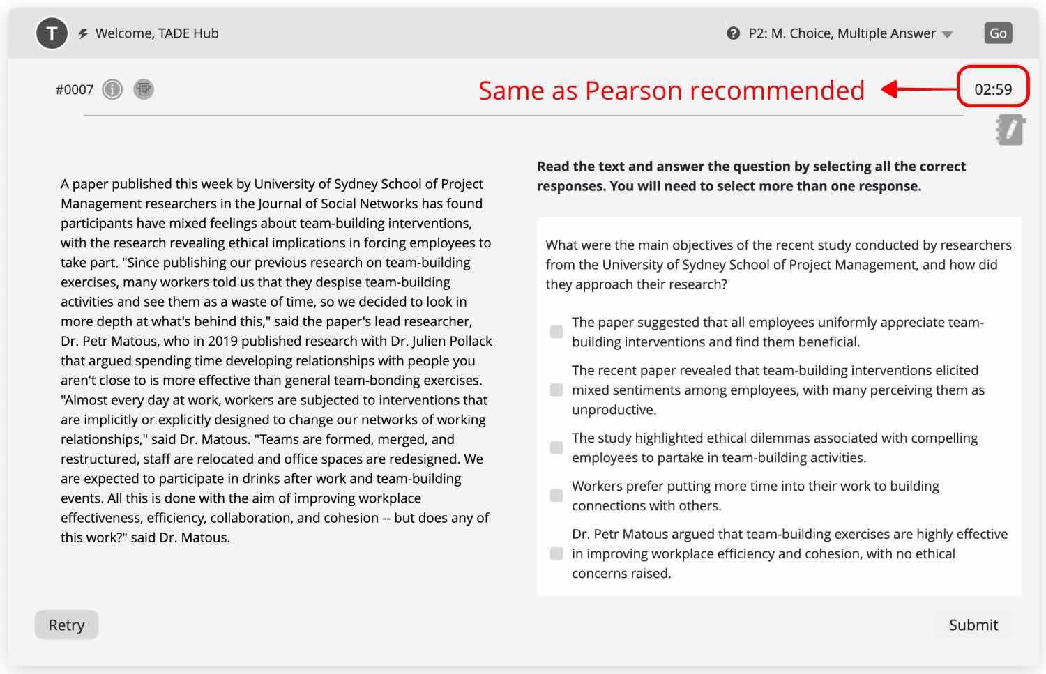 P2 M Choice M Answer, PTE Academic Time Management, PTE Practice Website, PTE Preparation Materials, PTE Core Time Management