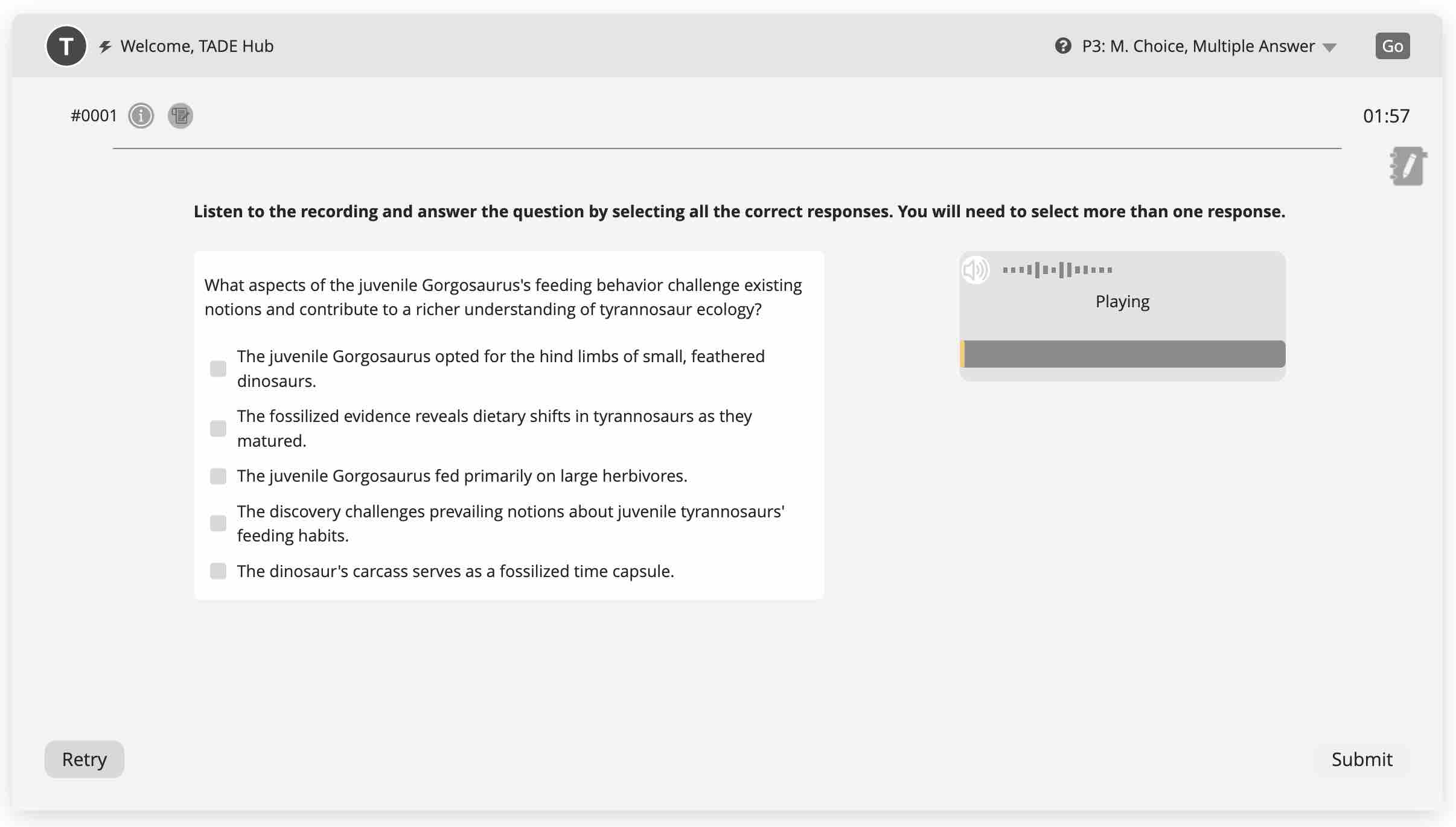 P3 M choice M Answer question, Pearson Test of English, PTE Academic, PTE Practice Website, PTE Practice Materials 