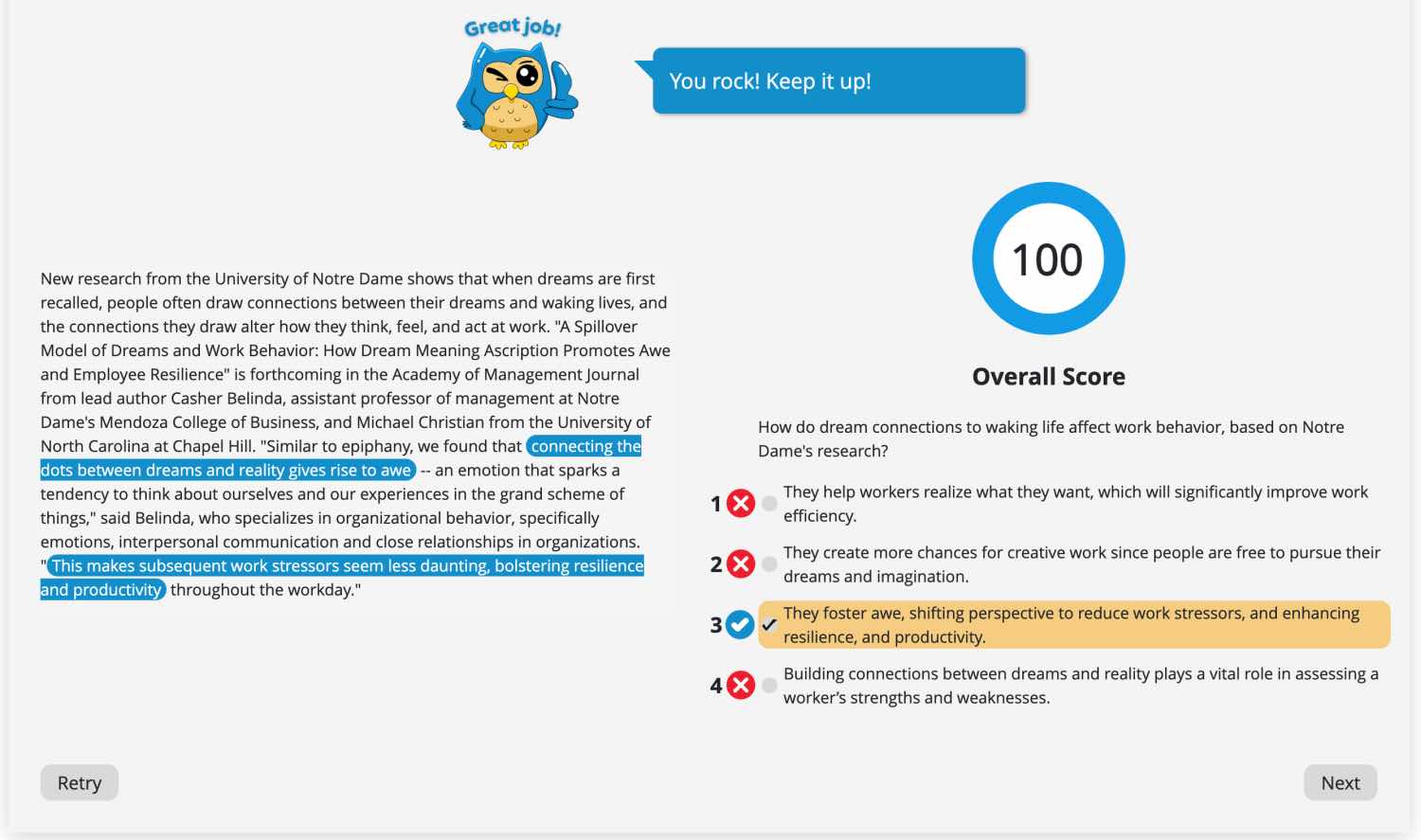 P2 M Choice S Answer feedback, Pearson Test of English, PTE Practice Platform, PTE Practice Materials, PTE Preparation Guide