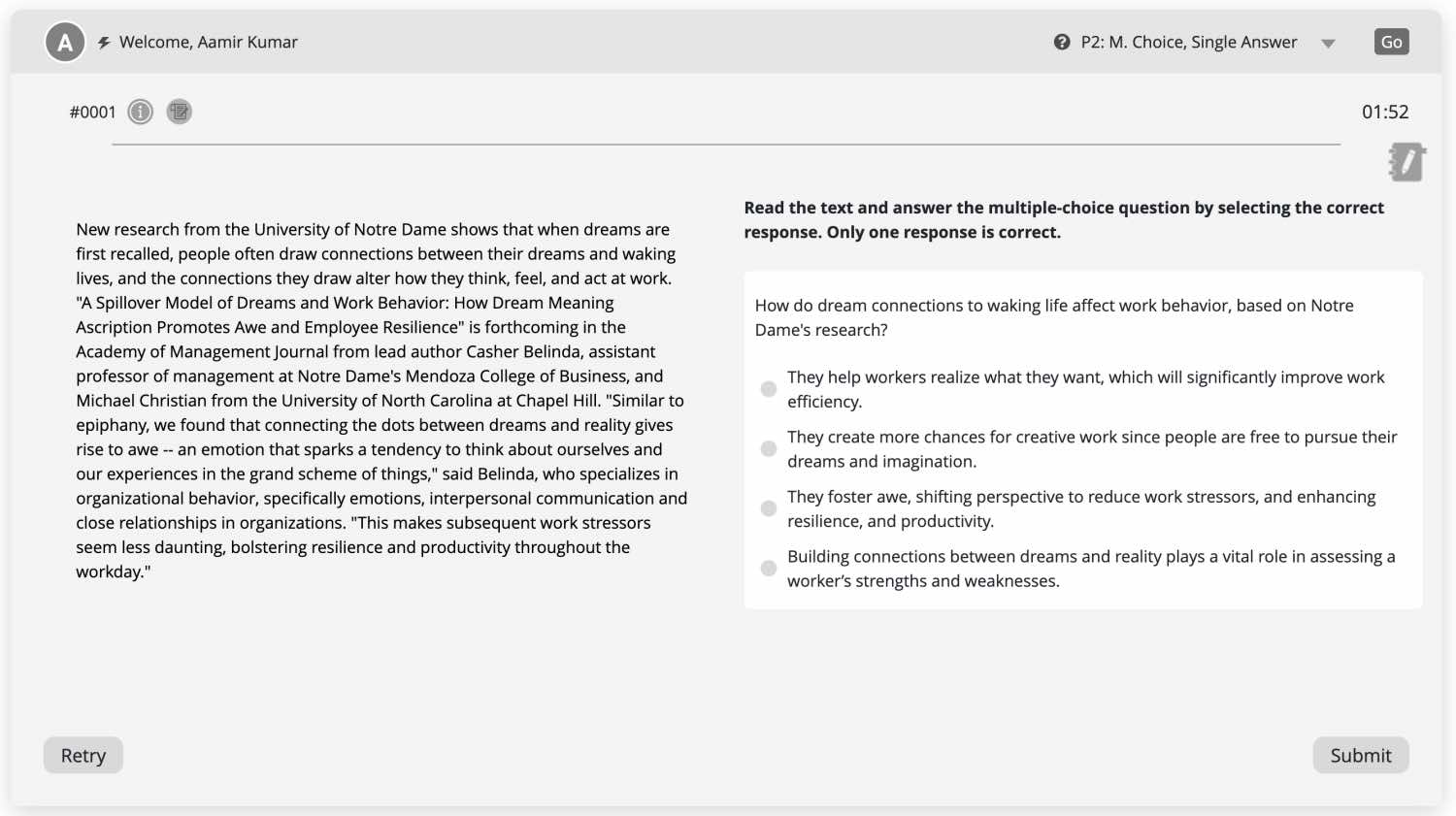 P2 M Choice S Answer practice, Pearson Test of English, PTE Practice Platform, PTE Practice Materials, PTE Preparation Guide