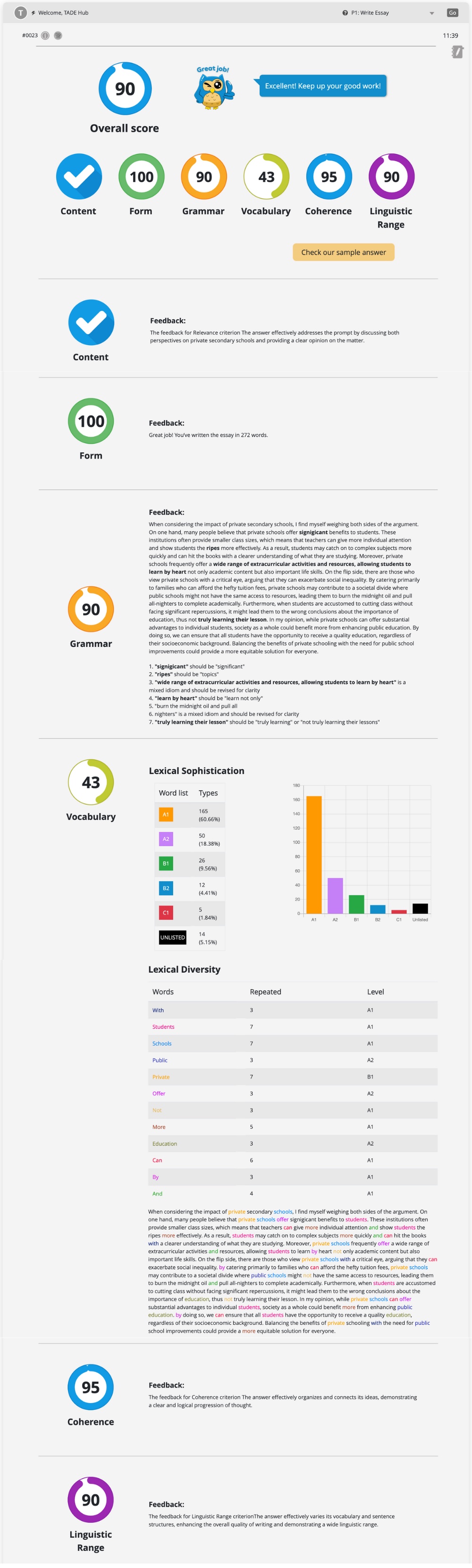 PTE Write Essay Feedback, PTE Academic, Pearson Test of English, PTE Practice Platform, PTE Preparation Materials