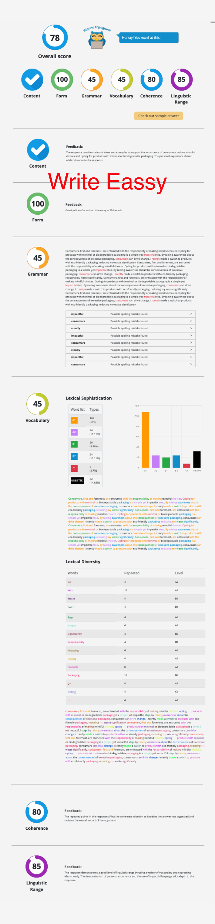 P1 Write Essay Feedback, PTE Academic, PTE Practice, PTE Preparation, Pearson Test of English