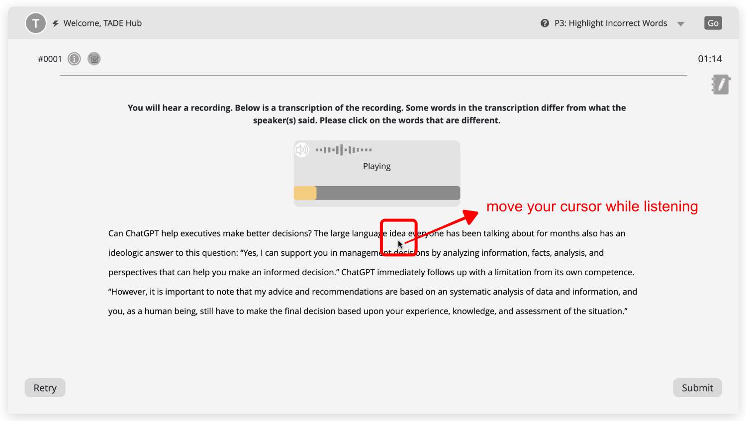 Move cursor, PTE Academic, PTE Preparation Materials, PTE Practice Website, Pearson Test of English