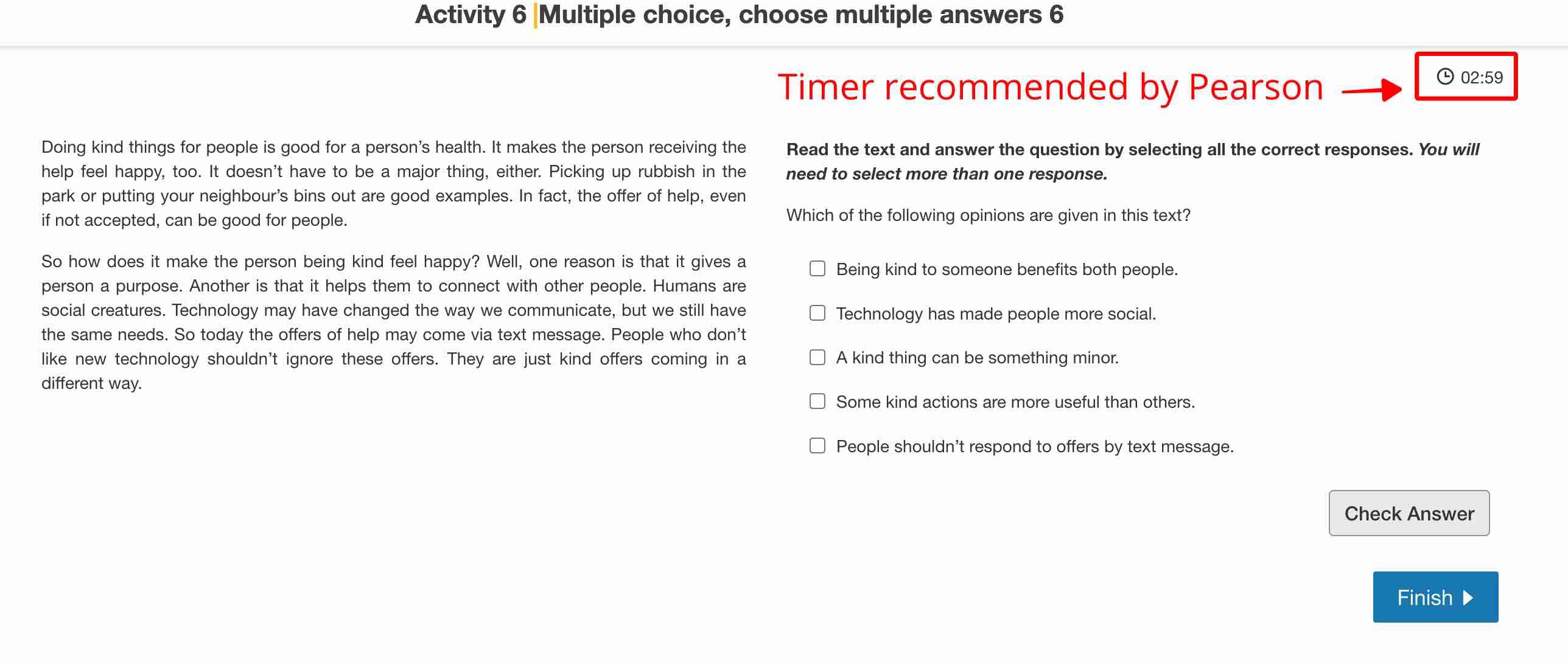 M Choice M Answer timer, Pearson Test of English, PTE Academic, PTE Core, PTE Preparation Guide